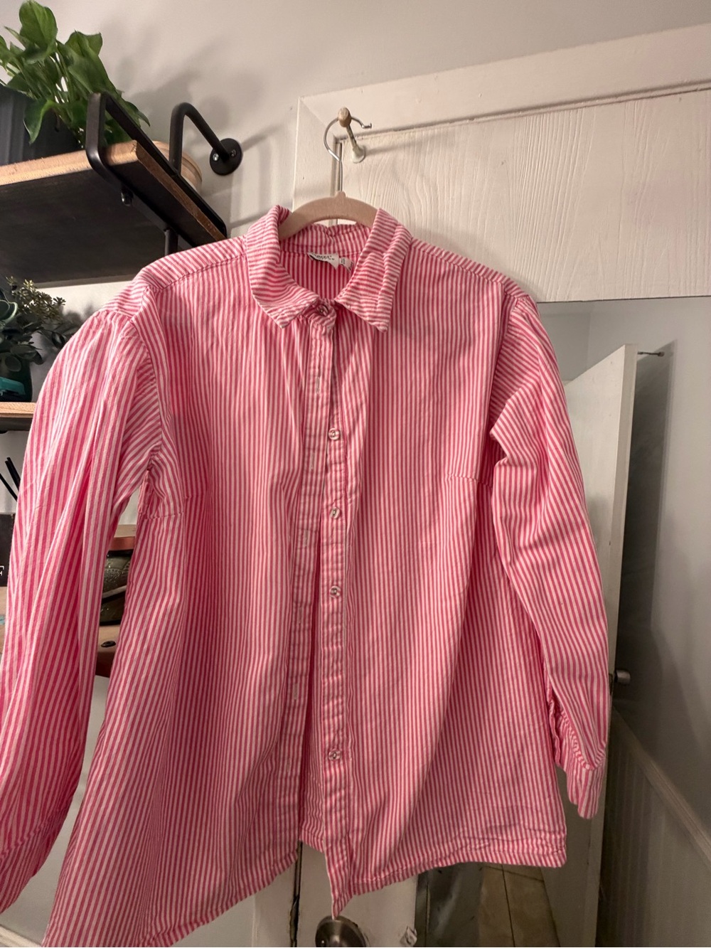 Princess Polly Pink & White Striped Button-Down Shirt